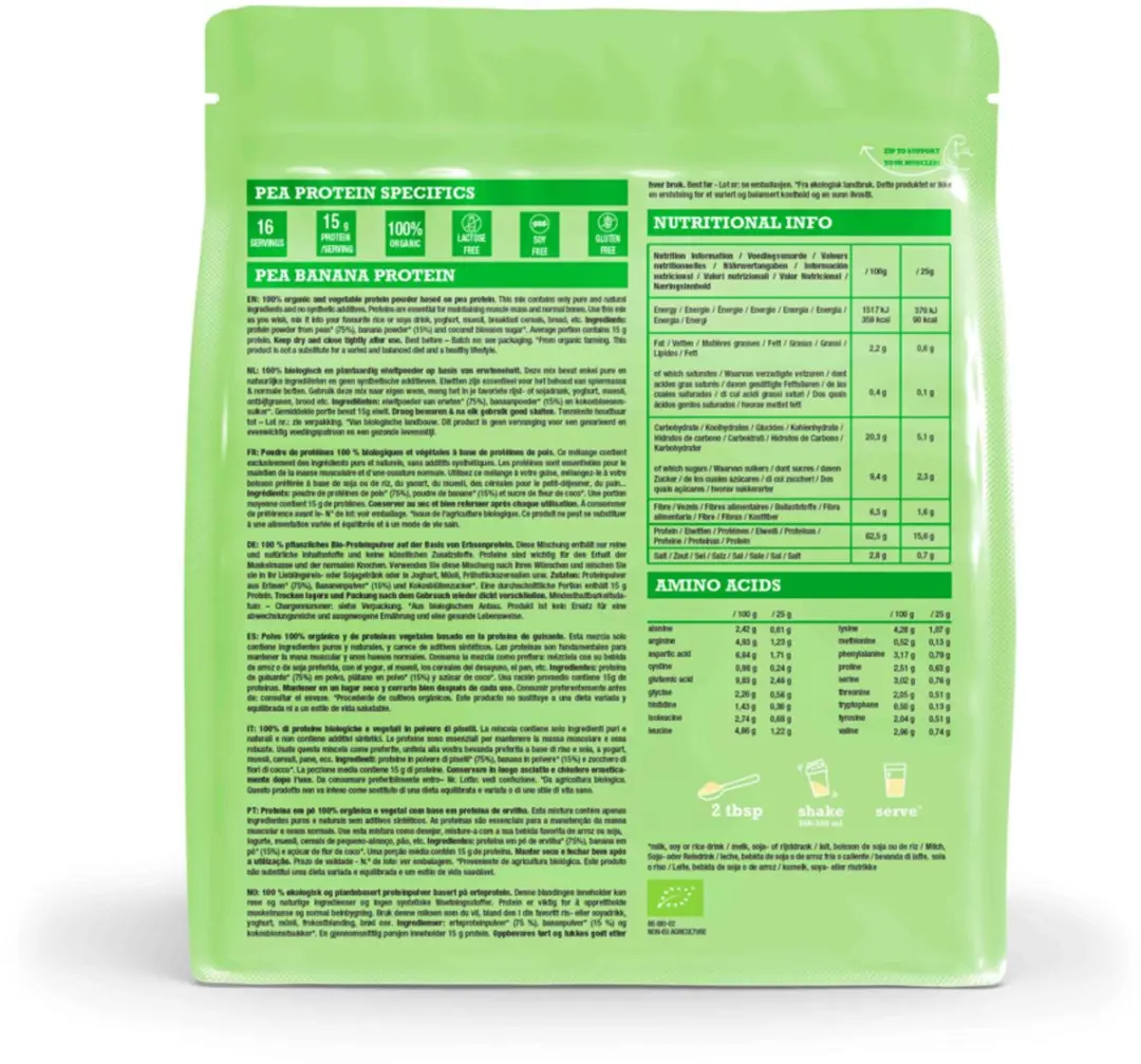 Purasana Vegan Eiwit Erwt Banaan BIO 400g