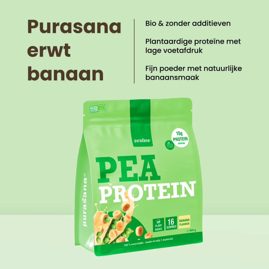 Purasana Vegan Eiwit Erwt Banaan BIO 400g