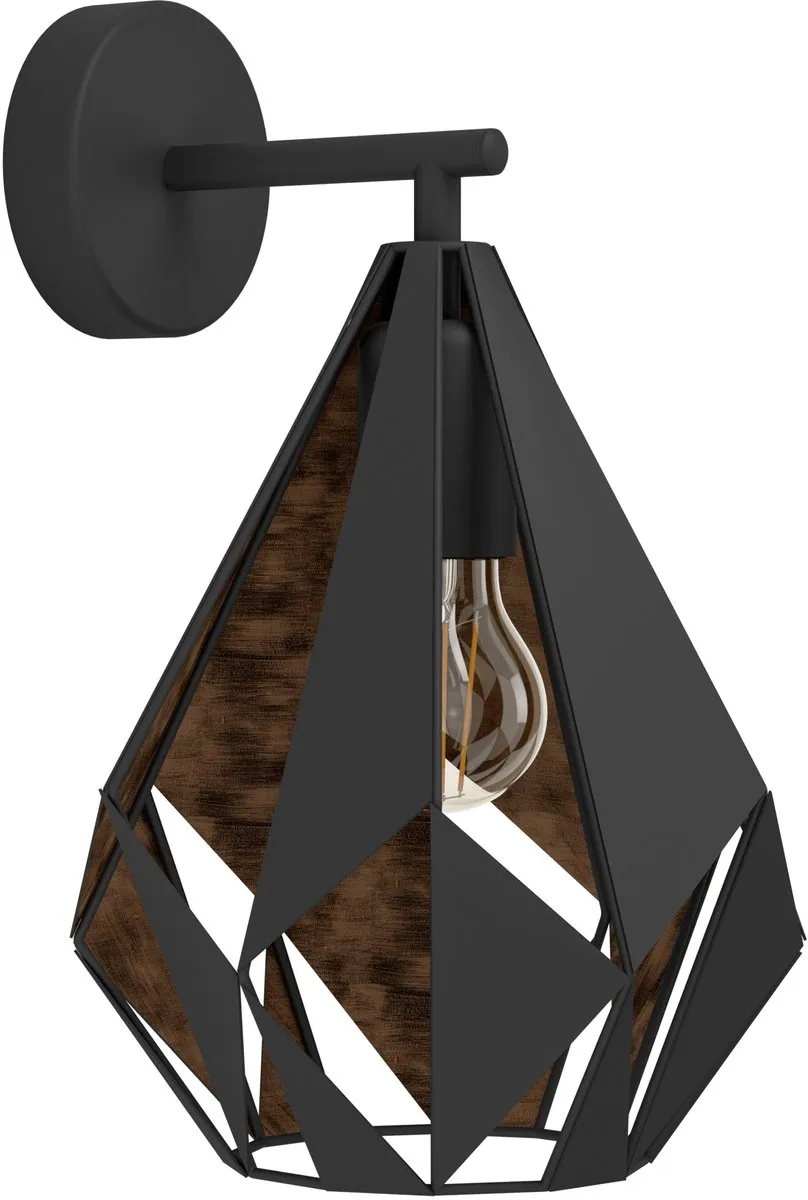 Eglo Carlton 1 Wandlamp E27 - 33cm - Zwart/Koper
