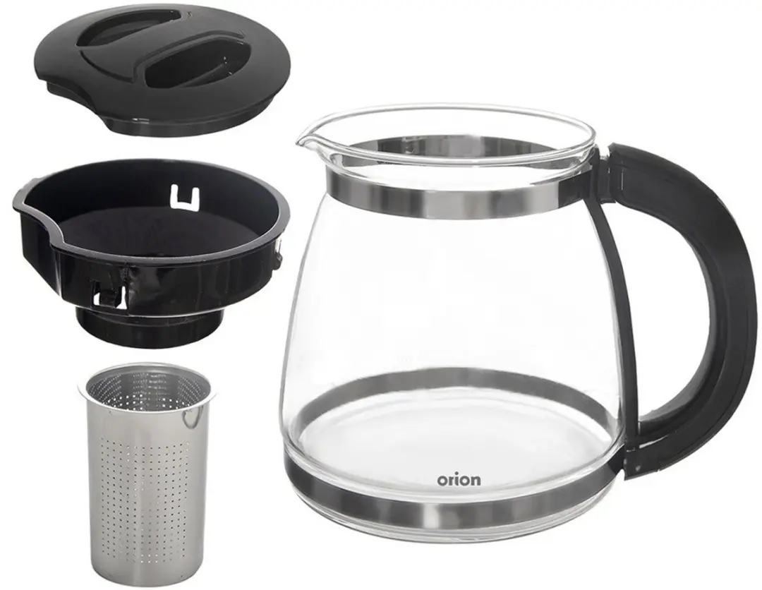Orion Theepot Glas 1.73L - Hittebestendig - Transparant/Zwart