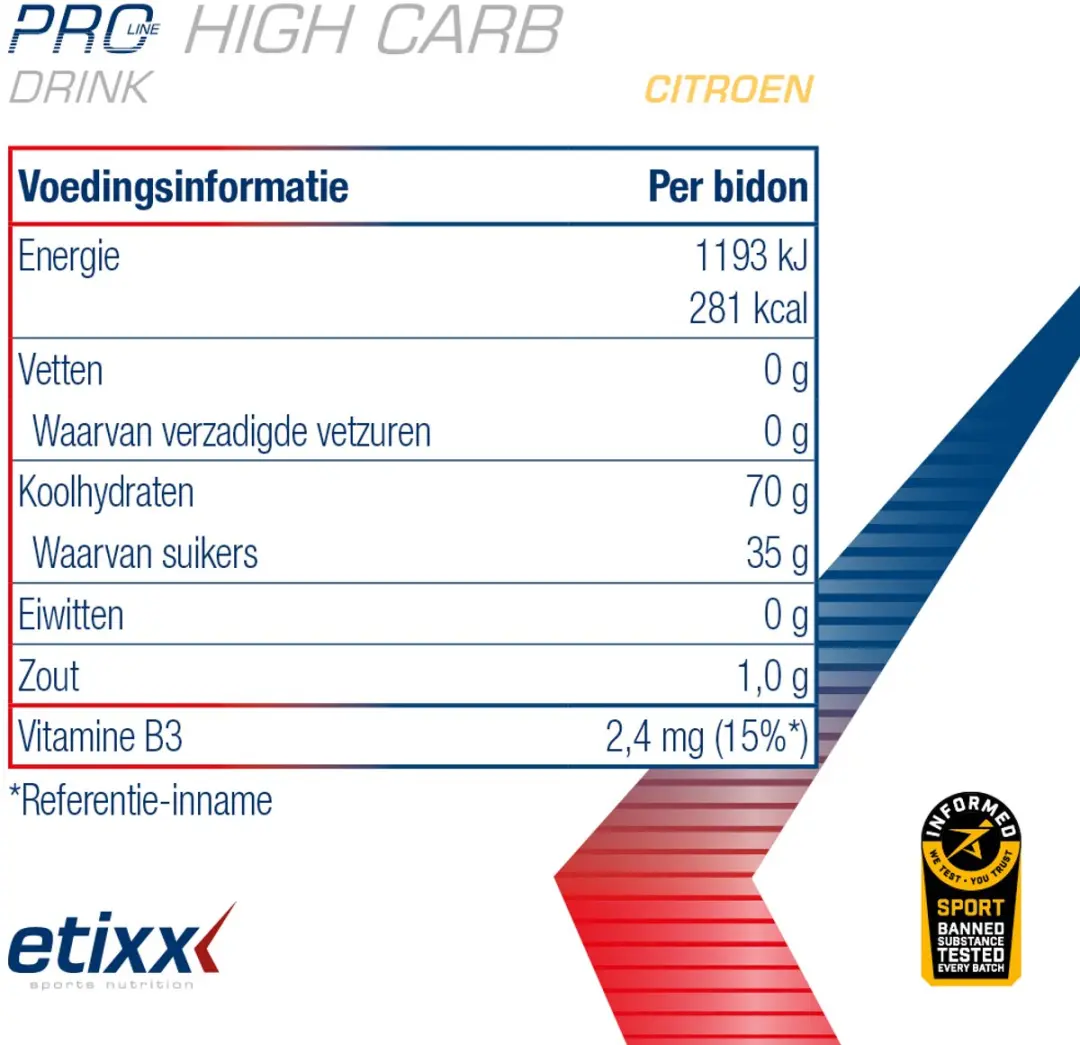 Etixx Pro Line High Carb Drink Lemon 1000g