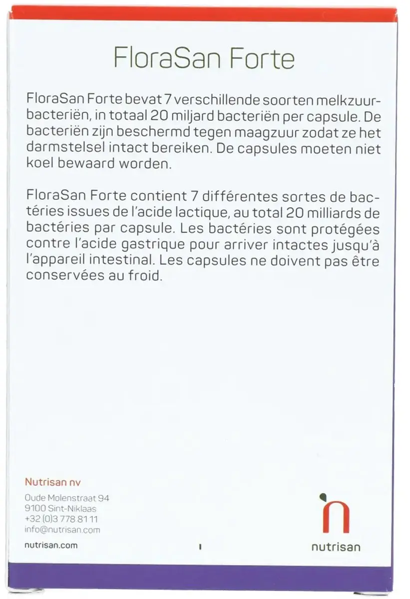 Nutrisan Florasan Forte 30 Capsules - 20 Miljard Bacteriën