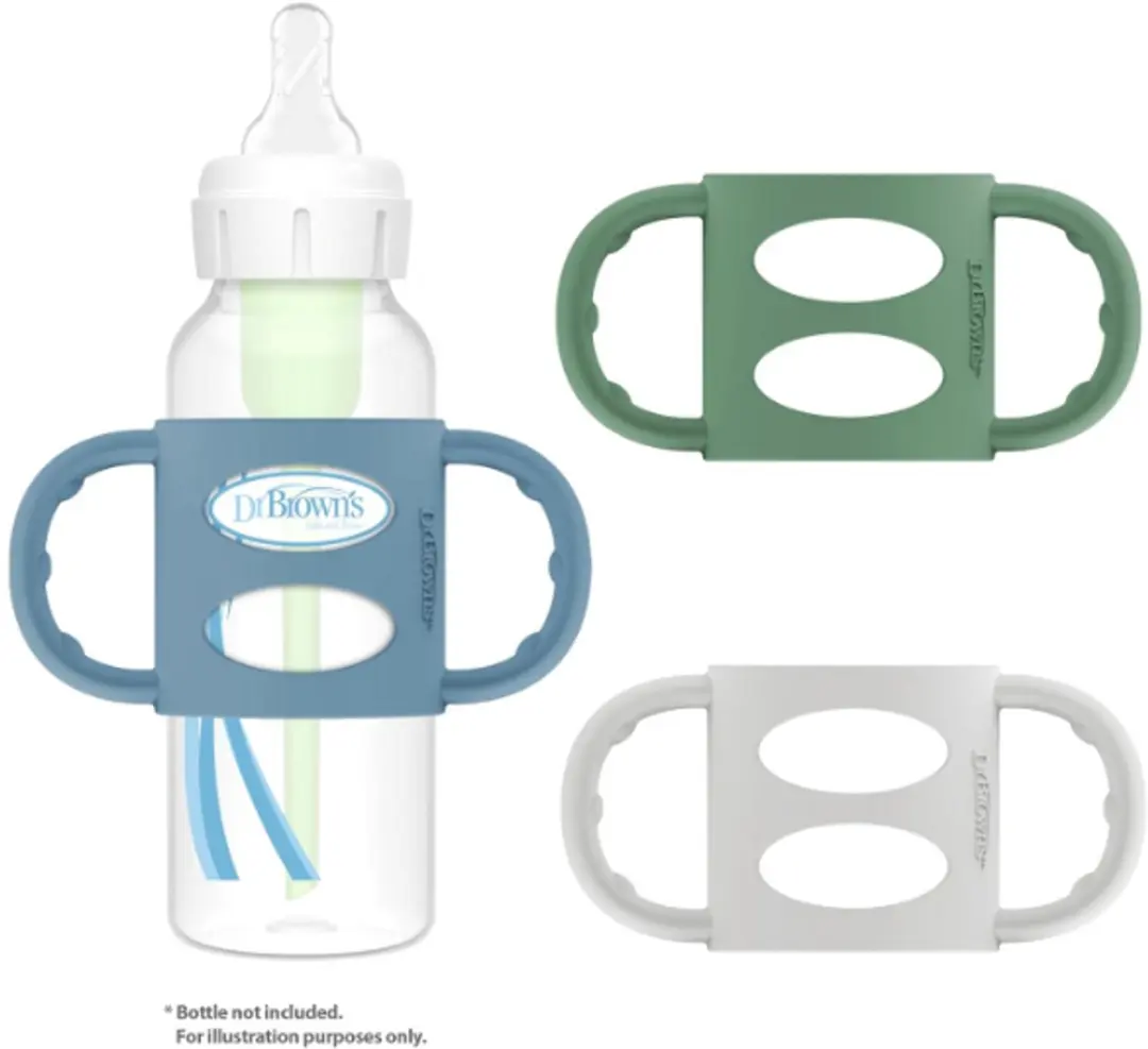 Dr. Brown's Siliconen Flessenhandgrepen - 3 Stuks - Blauw/Grijs/Groen