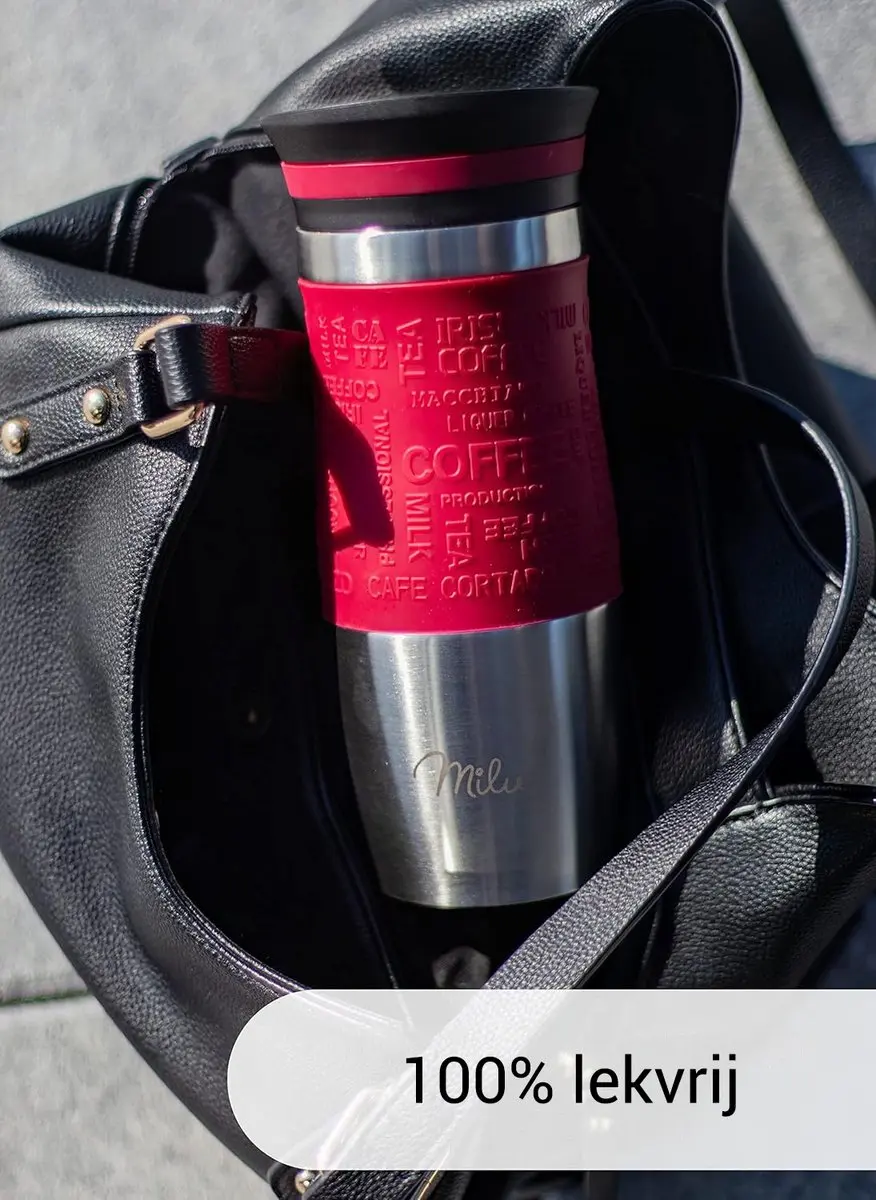 Milu Thermosbeker 370ml - Rood - Dubbelwandig - Vaatwasserveilig