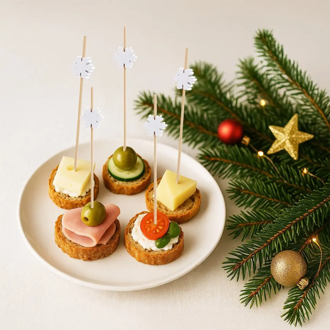 Orion Cocktailprikkers Bamboe Sneeuwvlok 20 Stuks