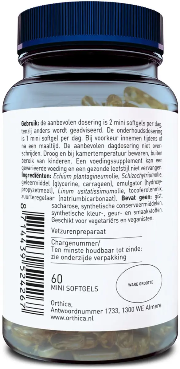 Orthica Omega 3 Vegan 180g - 2x60 Softgels
