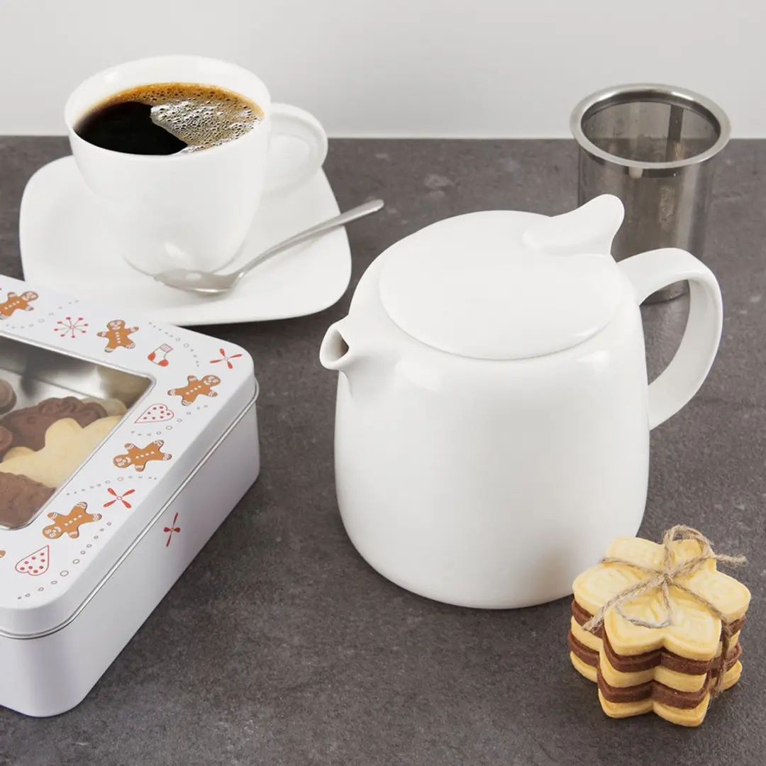Orion Theepot met Infuser 650ml - Porselein - Wit