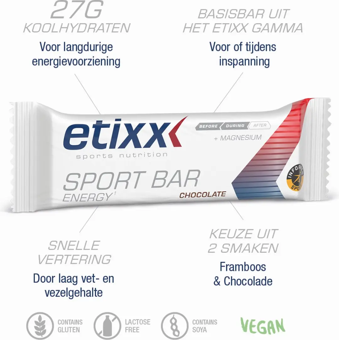 Etixx Energy Sport Bar Chocolate - 12x40g Sportreep