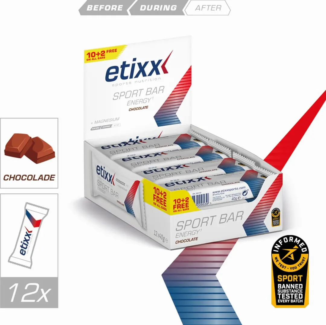 Etixx Energy Sport Bar Chocolate - 12x40g Sportreep