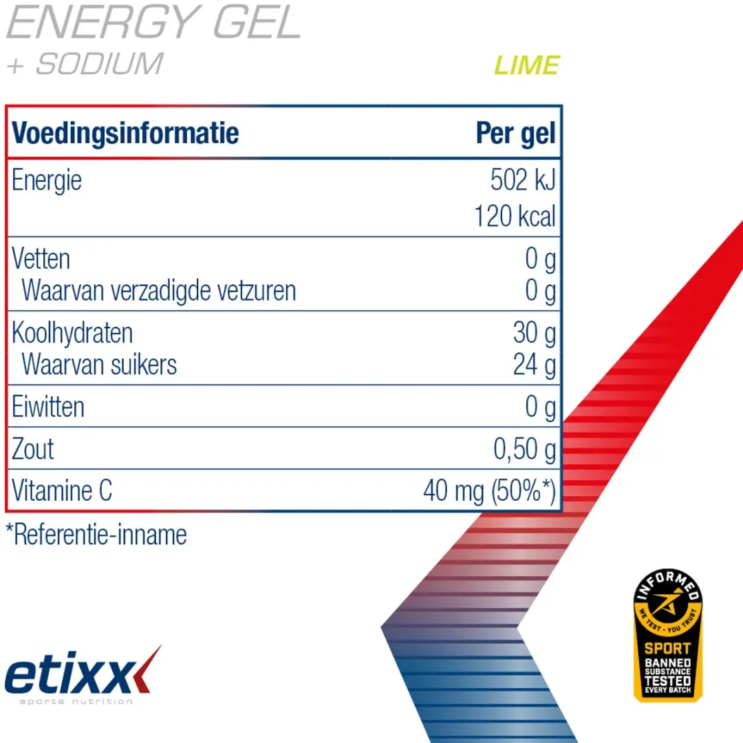Etixx Energy Gel + Sodium Limoen - 12x40ml - afbeelding 6 van 6