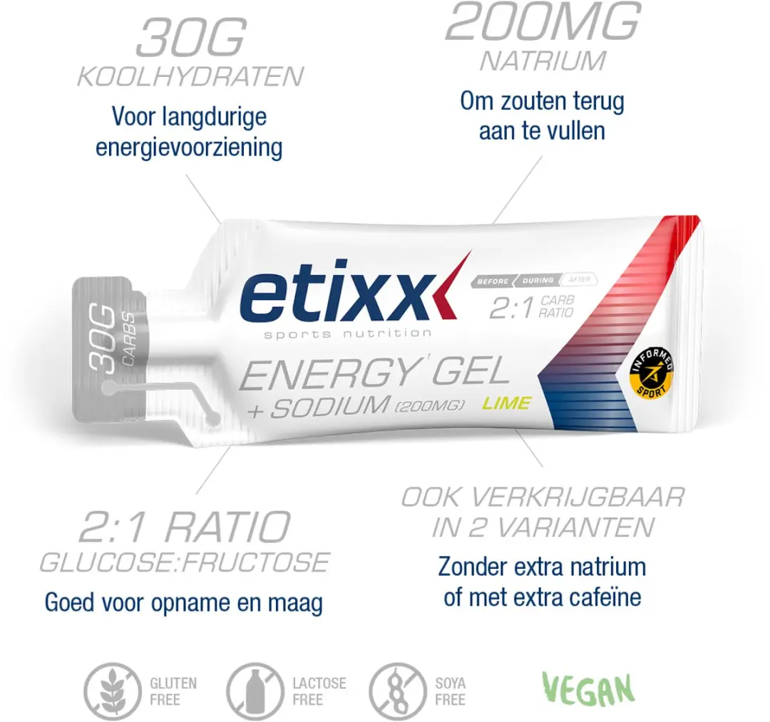 Etixx Energy Gel + Sodium Limoen - 12x40ml
