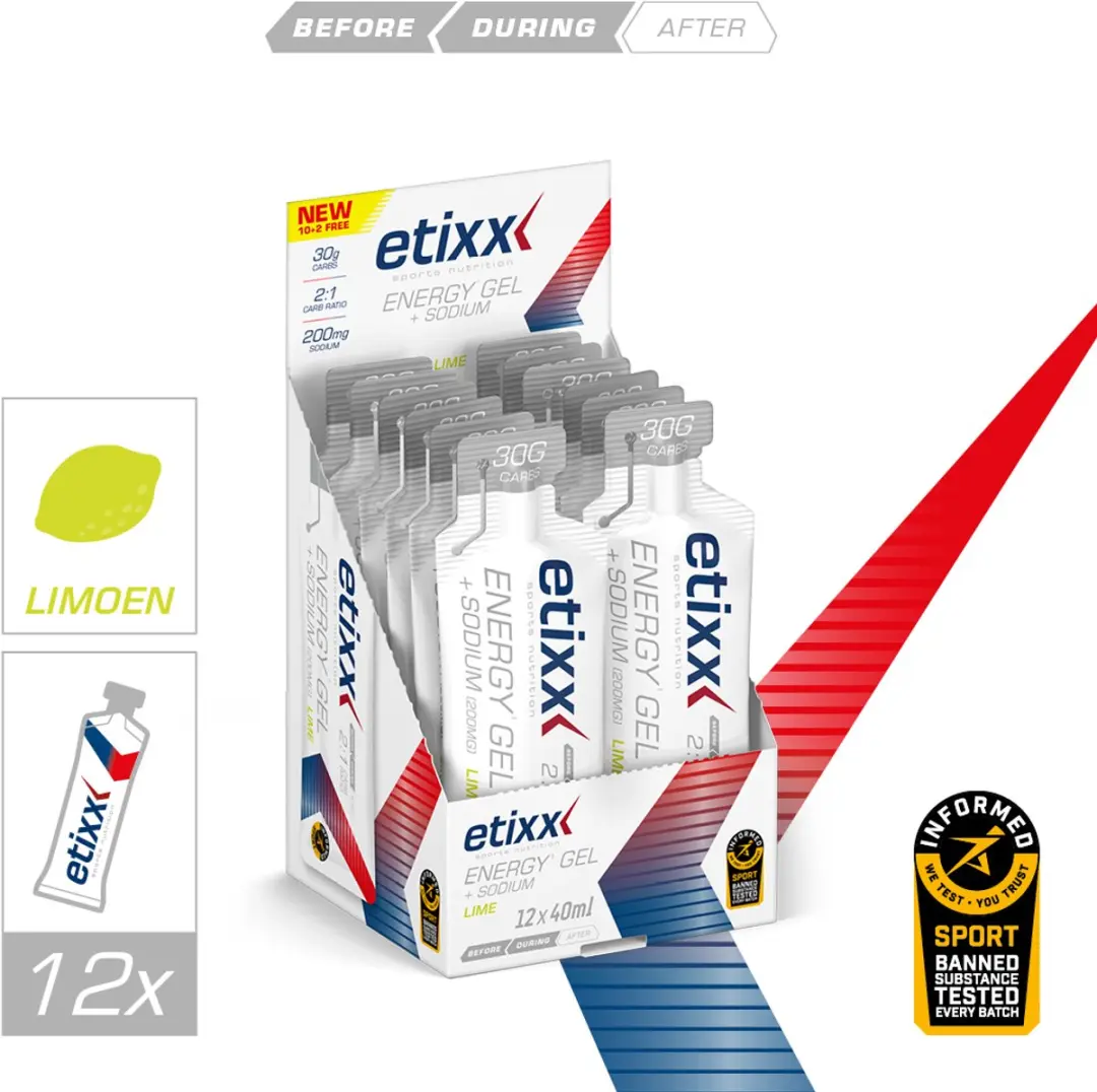 Etixx Energy Gel + Sodium Limoen - 12x40ml