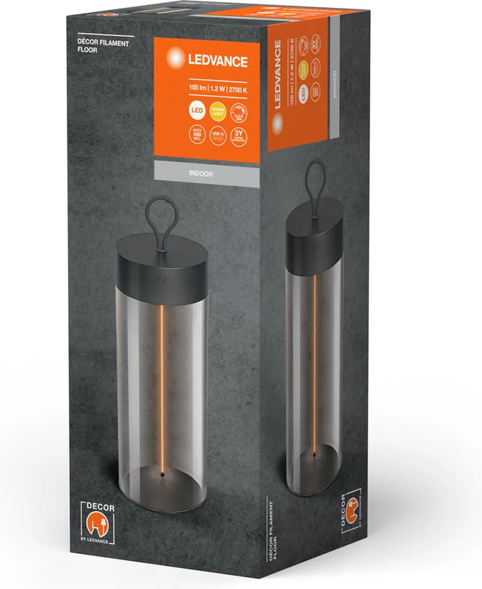 LEDVANCE Decor Filament Vloerlamp - 105lm - Donkergrijs - afbeelding 6 van 6