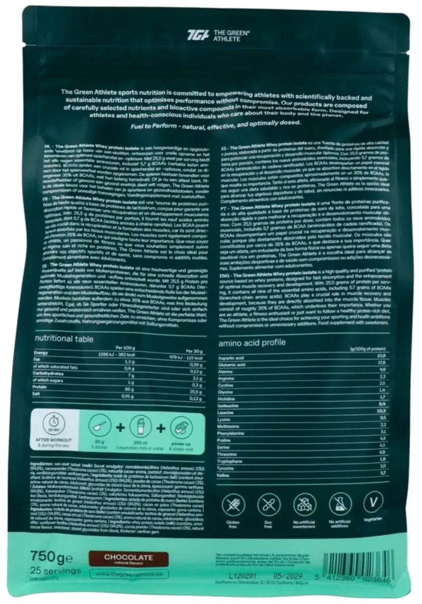 The Green Athlete Whey Protein Isolate - 750g