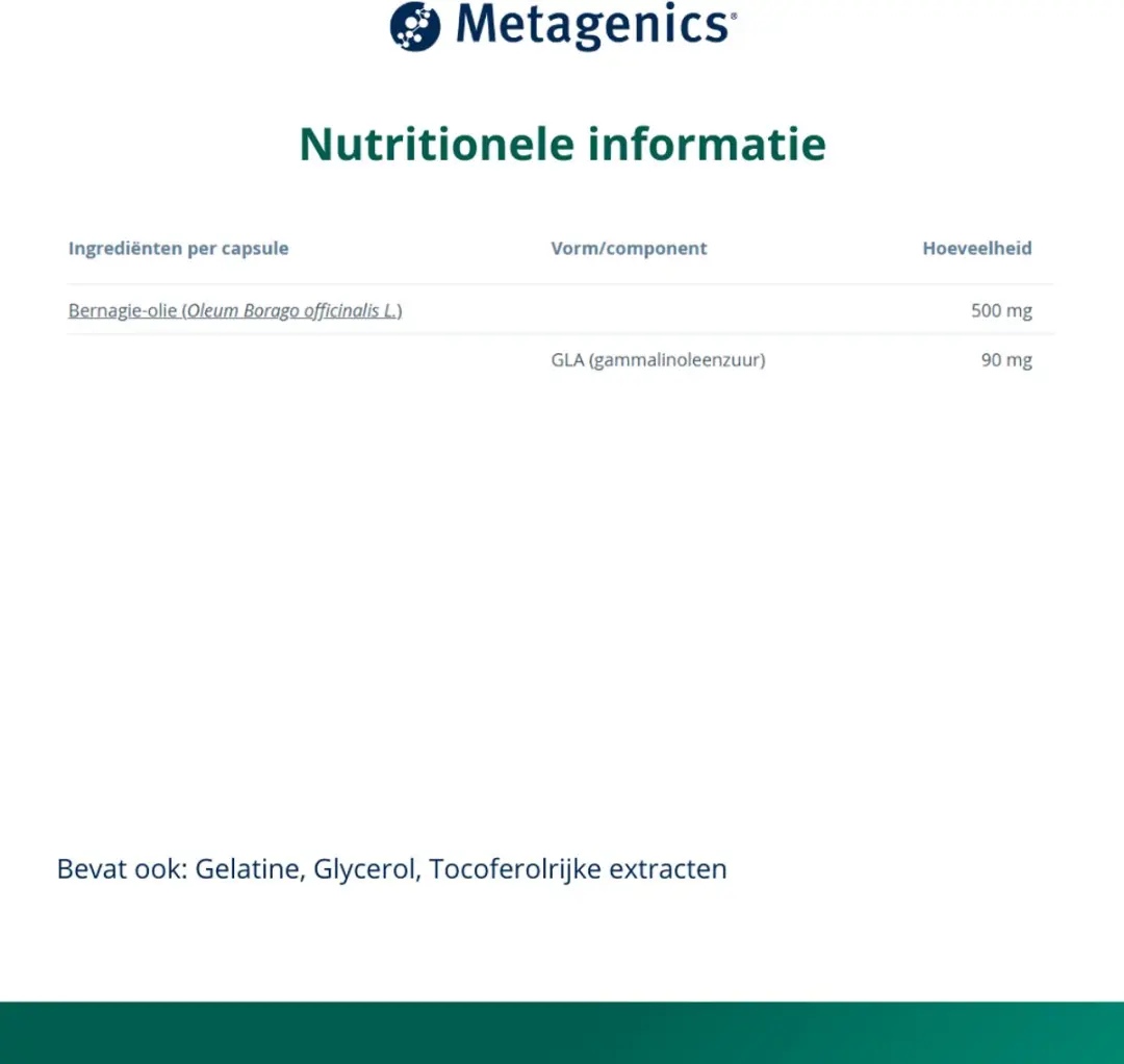 Metagenics Borage 500 Capsules - 90 Stuks