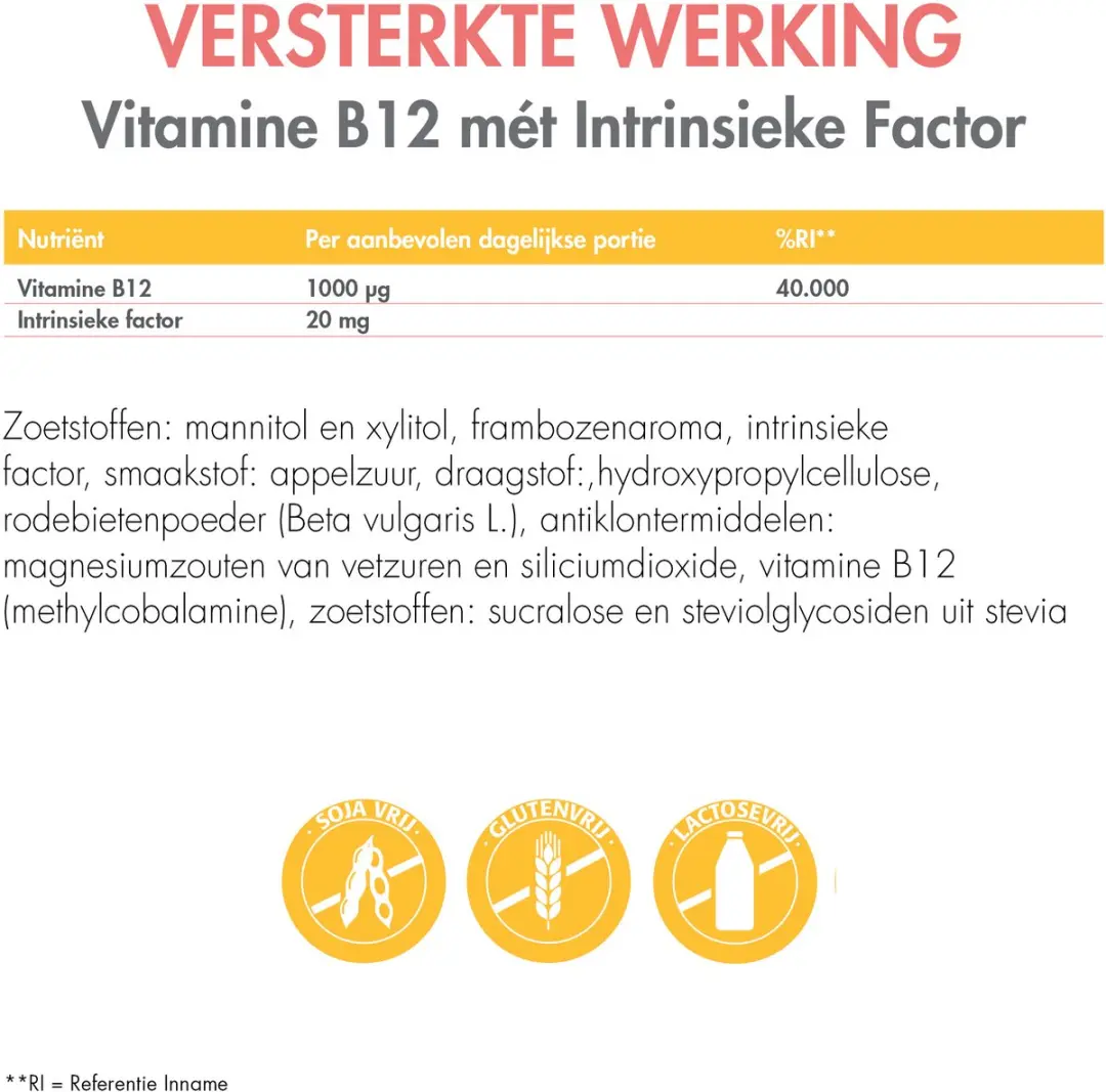Metagenics Vitamine B12 1000mcg Kauwtabletten Framboos - 90 Stuks