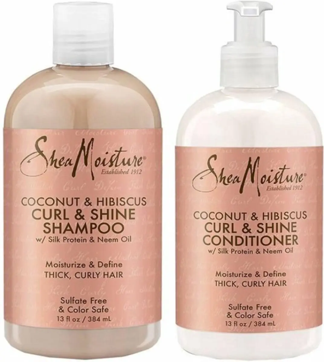 Shea Moisture Coconut & Hibiscus Curl & Shine Shampoo & Conditioner 2x379ml