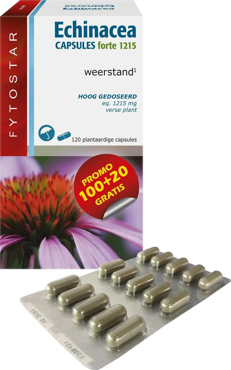 Fytostar Echinacea Forte 1215mg Voedingssupplement - 120 Capsules