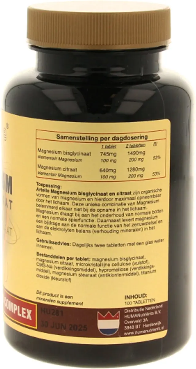 Artelle Magnesium Bisglycinaat & Citraat 100 tabletten