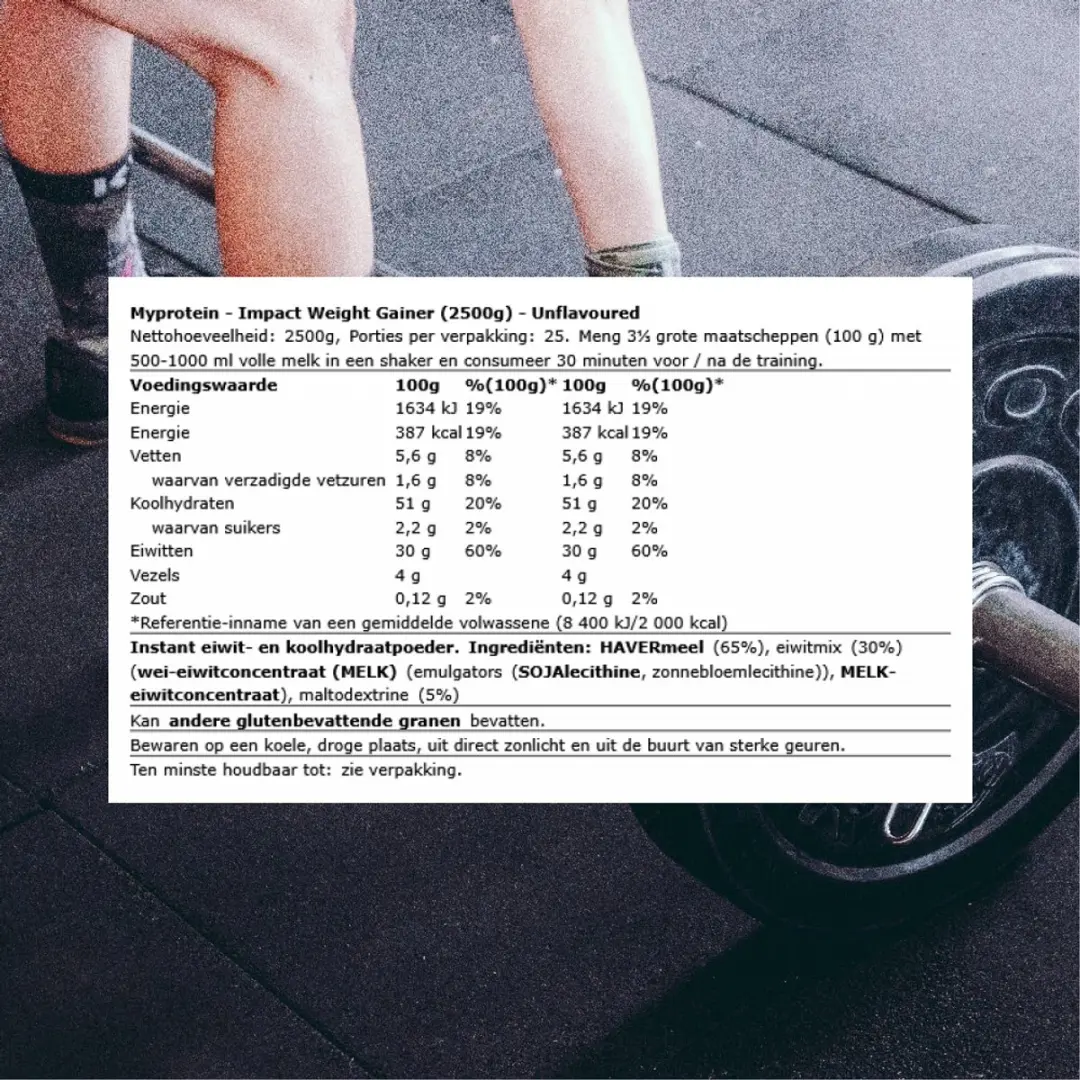 Myprotein Impact Weight Gainer 2500g - Ongearomatiseerd