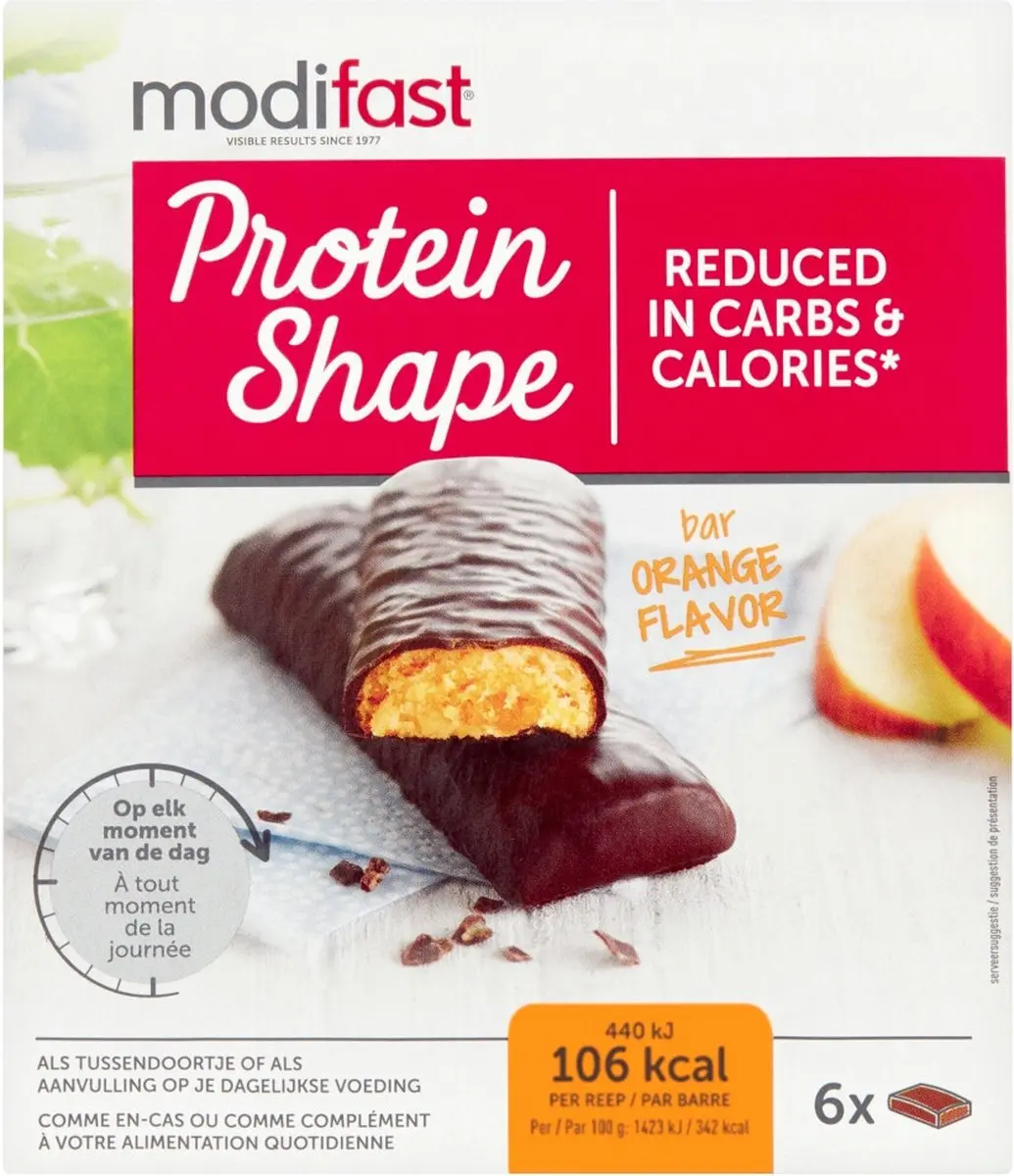 Modifast Protein Shape Repen - 36 Stuks (6x6) - 186g - Sinaas & Pure Chocolade