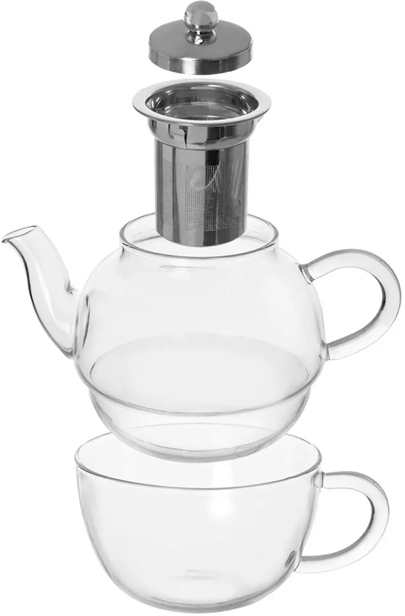 Orion Theepot met Kopje 350ml - Borosilicaatglas - Transparant