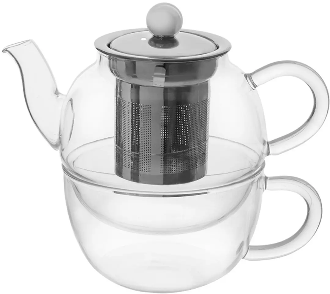 Orion Theepot met Kopje 350ml - Borosilicaatglas - Transparant