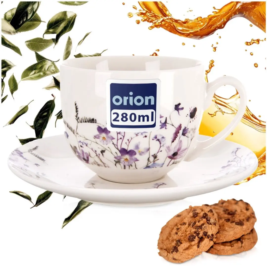 Orion Louka Kop & Schotel Porselein Bloemen 260ml - 2 Stuks