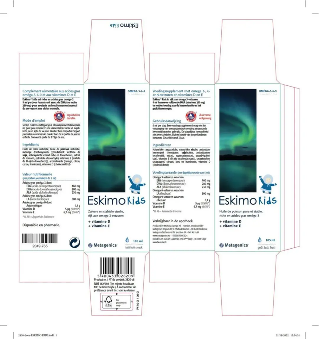 Metagenics Eskimo Kids Tutti-Frutti Visolie 105ml