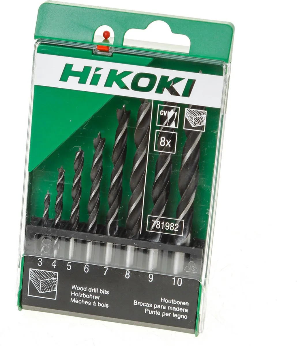 Hikoki Hout Spiraalboren 8-delig 3-10mm