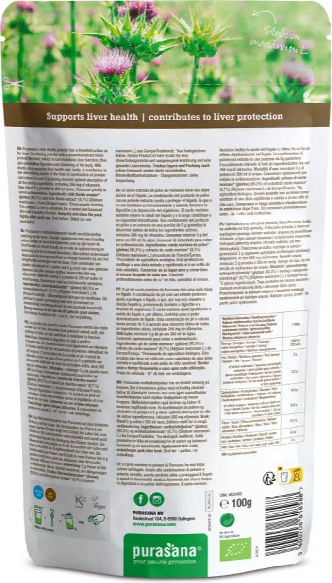 Purasana Mariadistel Poeder & Extract Bio 100g