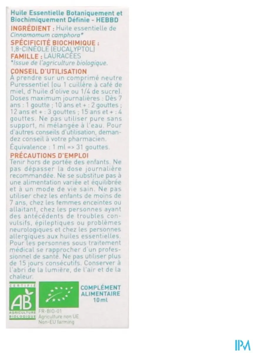 Puressentiel Ravintsara Bio Etherische Olie 10ml