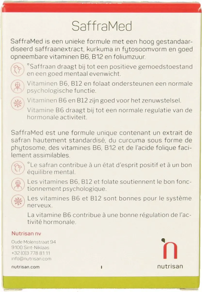 Nutrisan Safframed 60 Vegetarische Capsules