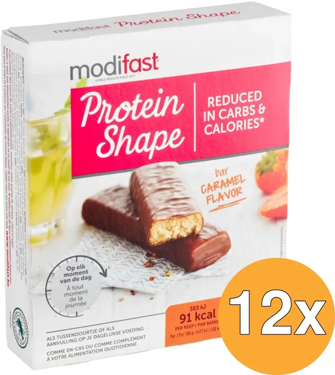 Modifast Protiplus Reep Caramel - 12 Stuks