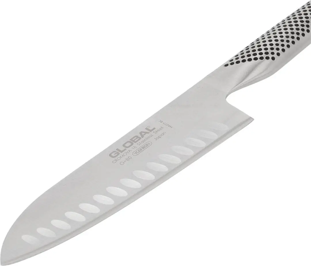 Global G80 Santokumes 20cm - Kuiltjes - Zilver
