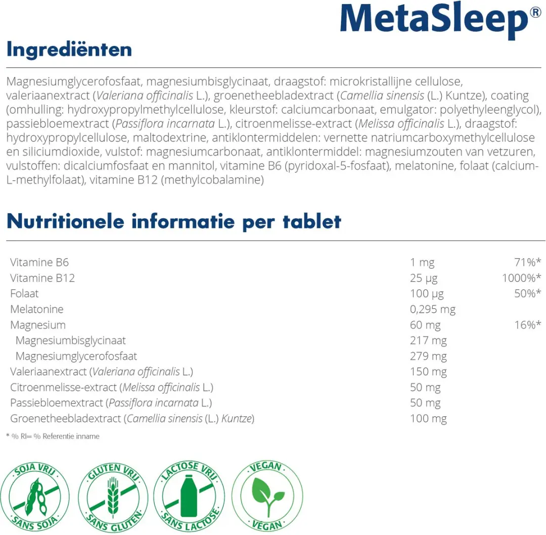 Metagenics MetaSleep 30 Tabletten - Valeriaan & Citroenmelisse