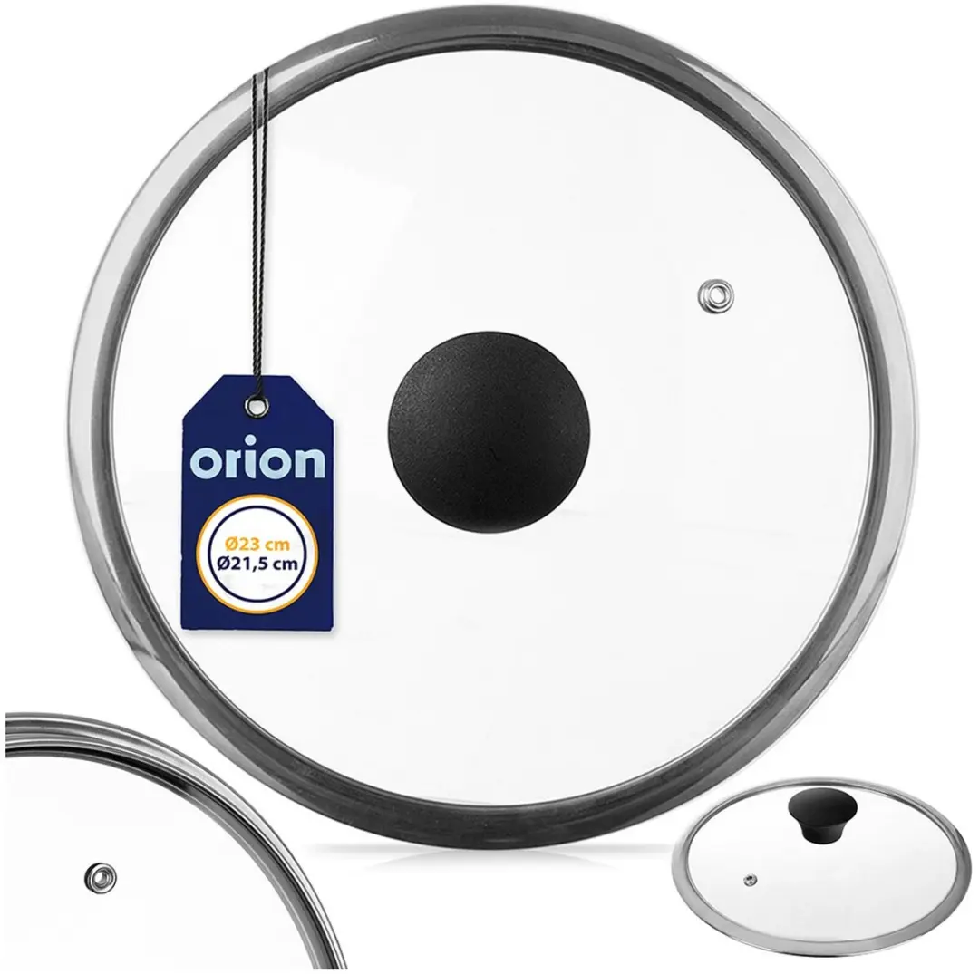 Orion Glazen Deksel 23cm - Hittebestendig Glas - RVS Rand