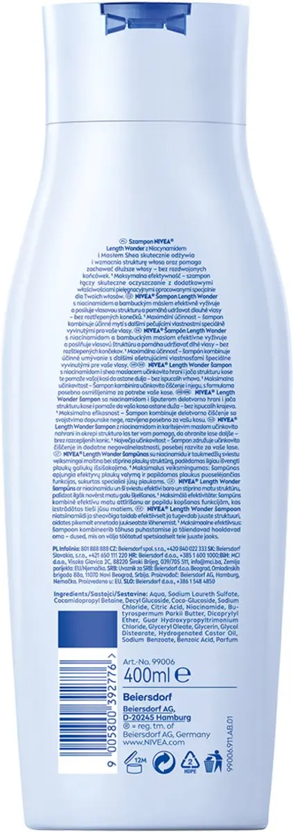 NIVEA Length Wonder Shampoo 400ml - Versterkend