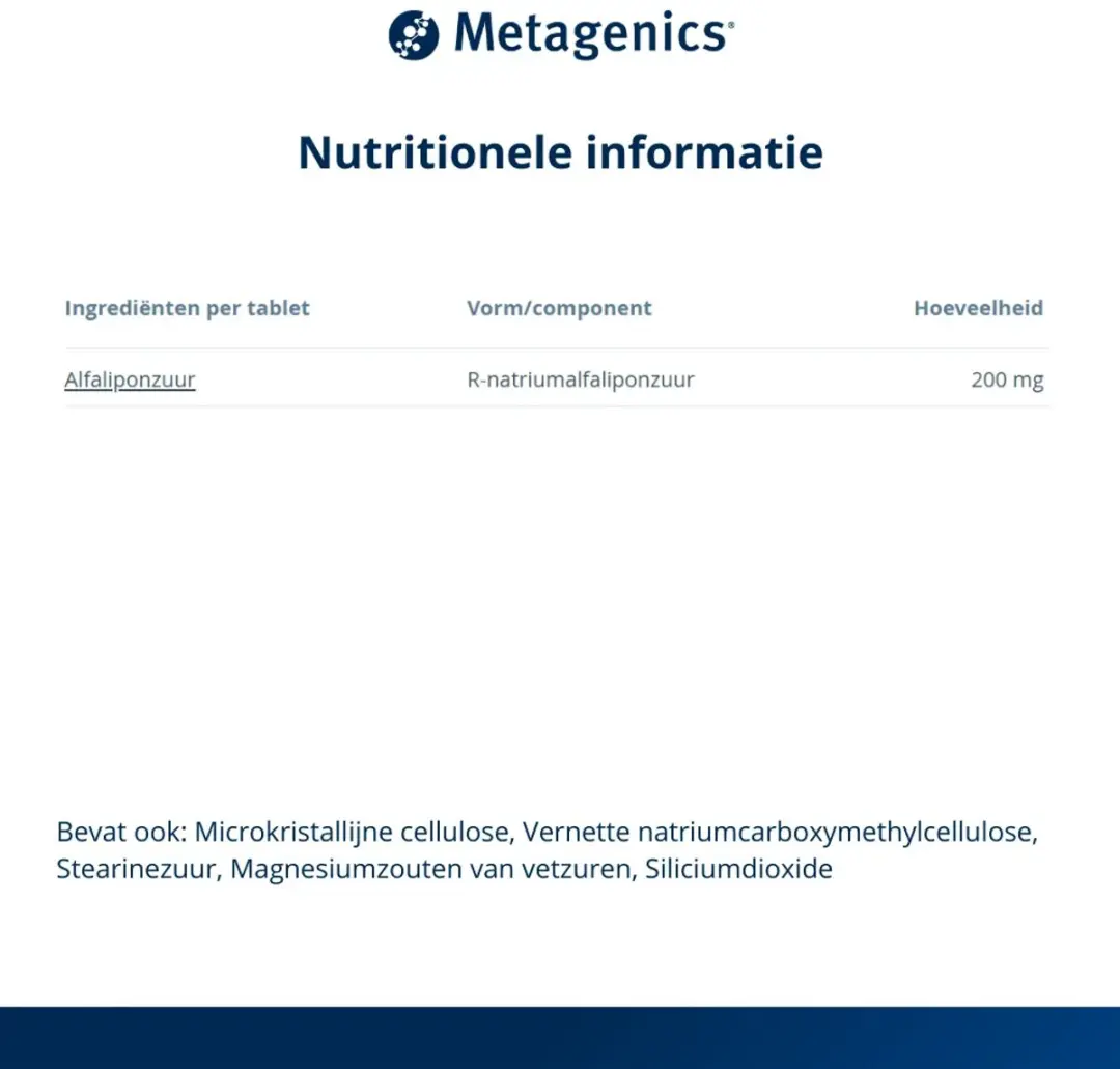 Metagenics Meta Lipoate 60 Tabletten - 200mg
