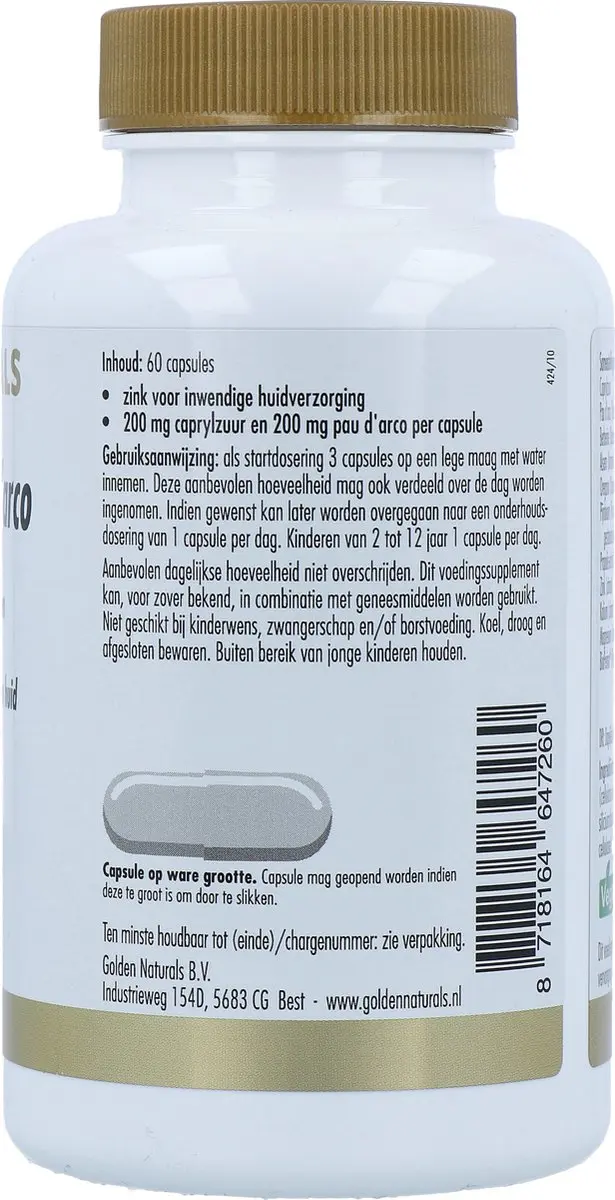 Golden Naturals Caprylzuur & Pau d’arco 60 Capsules