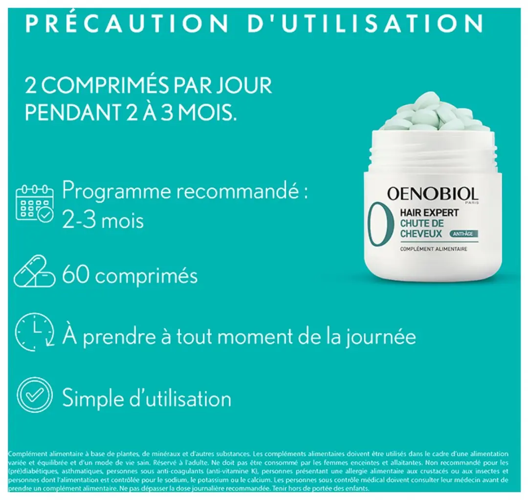Oenobiol Hair Expert Haaruitval Tabletten 60 Stuks