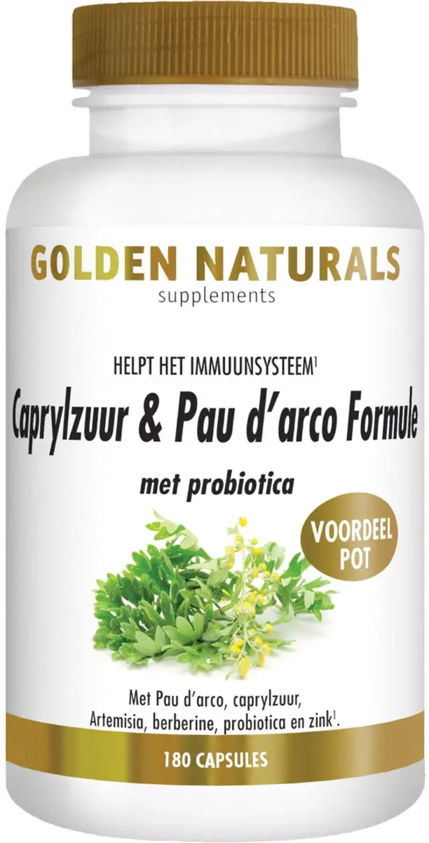 Golden Naturals Caprylzuur & Pau d’arco 180 Capsules - afbeelding 6 van 6