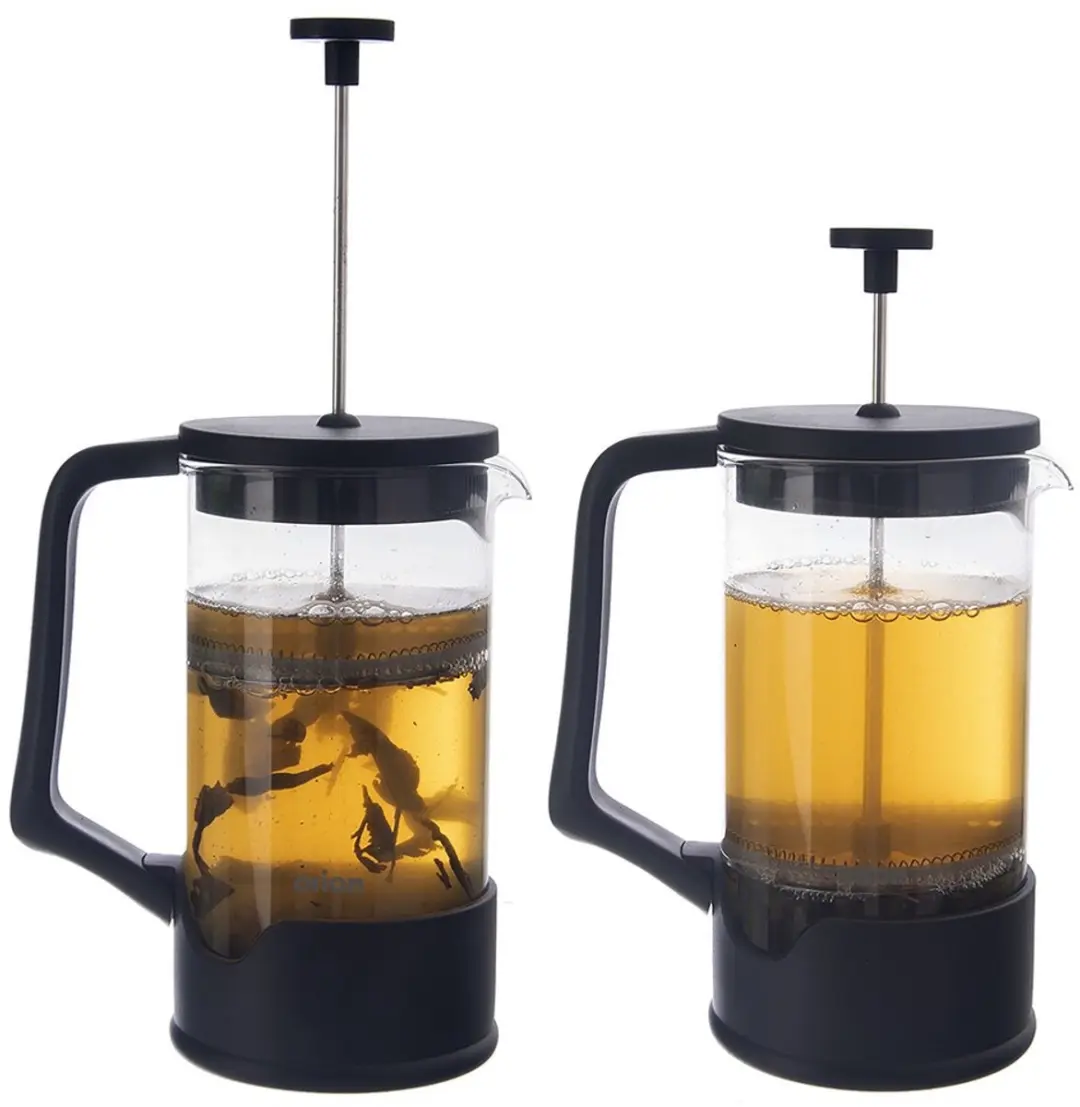 Orion Glazen Cafetière 900ml - Metalen Zeef - Zwart
