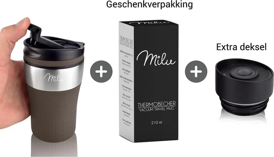 Milu Thermosbeker 210ml - Roestvrij staal - Bruin - afbeelding 4 van 6