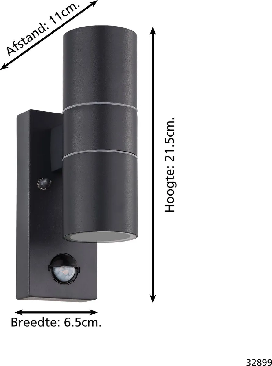 Eglo Riga 5 Wandlamp Buiten Sensor Antraciet - GU10 - afbeelding 6 van 6