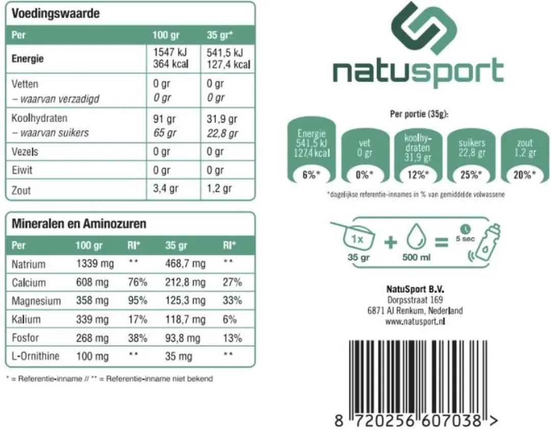 Natusport Isotone Sportdrank Rood Fruit 1kg