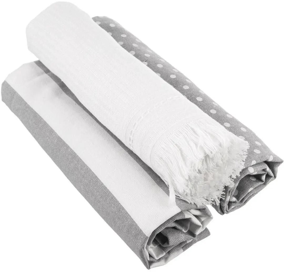 Orion Katoenen Keukenhanddoeken Set 70x50cm - Grijs/Wit - 3 Stuks - afbeelding 6 van 6