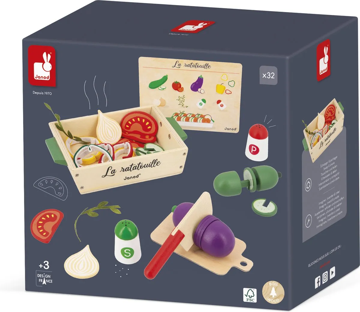 Janod Ratatouille Set - 32 Accessoires - Multikleur