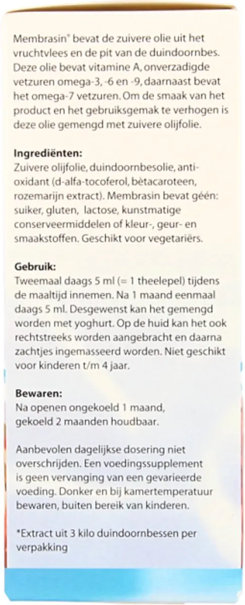 Membrasin Vloeibaar Omega 7 Voedingssupplement 150ml