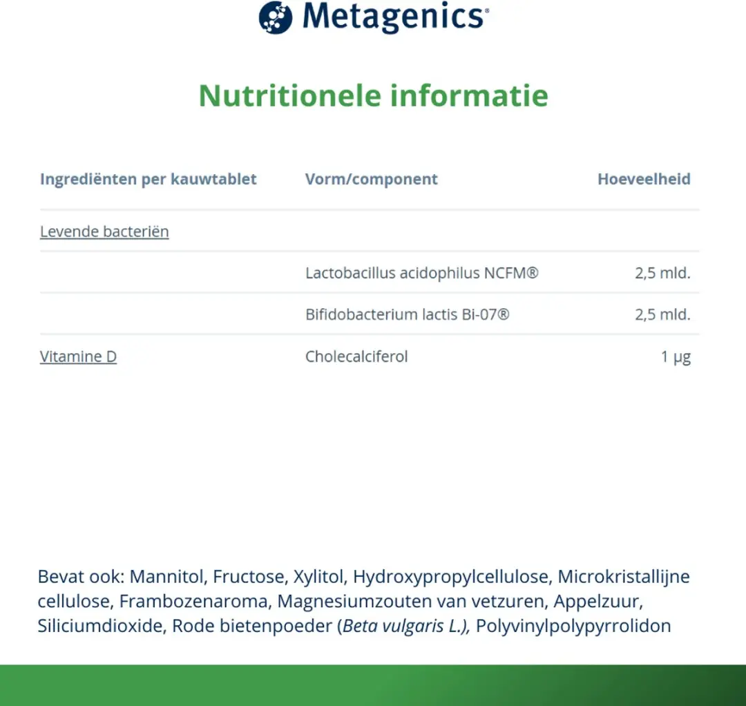 Metagenics Bactiol Junior Kauwtabletten - 30 Stuks